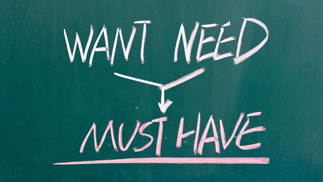 A diagram illustration depicting want and need.