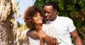 A happy couple expressing the 8 types of love